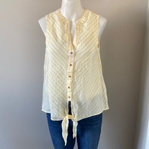 Maeve By Anthropology Stripes Yellow White Top Size 4